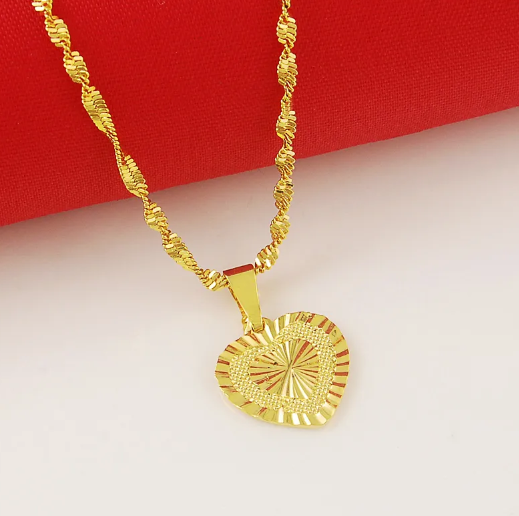 Firas 24K Heart Pendant Gold Filled Twisted Chain Necklace – My Store