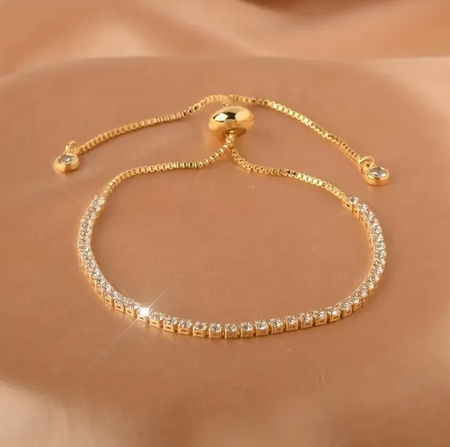 Thaari 18K Gold Filled Tennis Drawstring Bracelet