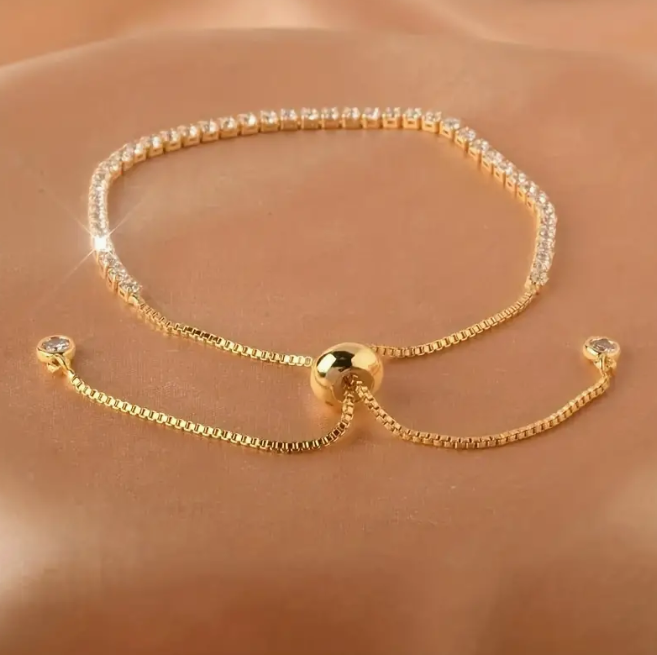 Thaari 18K Gold Filled Tennis Drawstring Bracelet