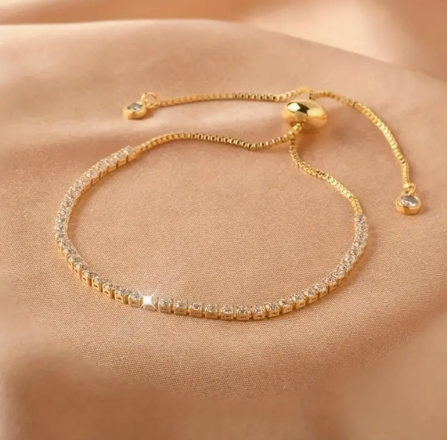 Thaari 18K Gold Filled Tennis Drawstring Bracelet