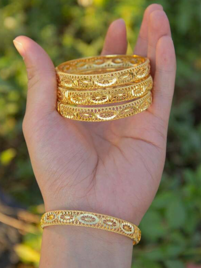 Oumi 2-4pcs 24K Gold Filled Bangles